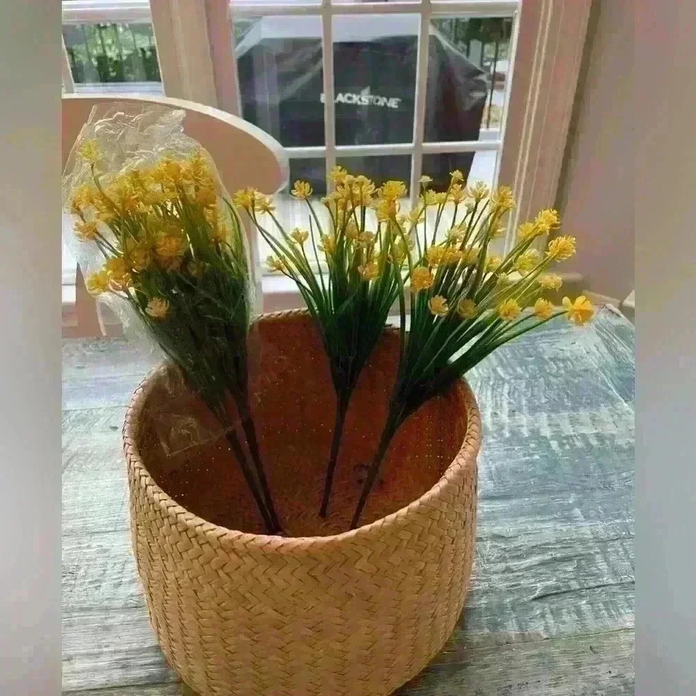 New in plastic Artificial Flower Stems Yellow 4 stems included